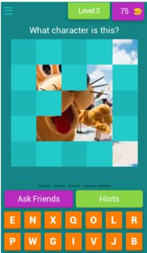 Cartoon Character Quiz Game Game Screenshot