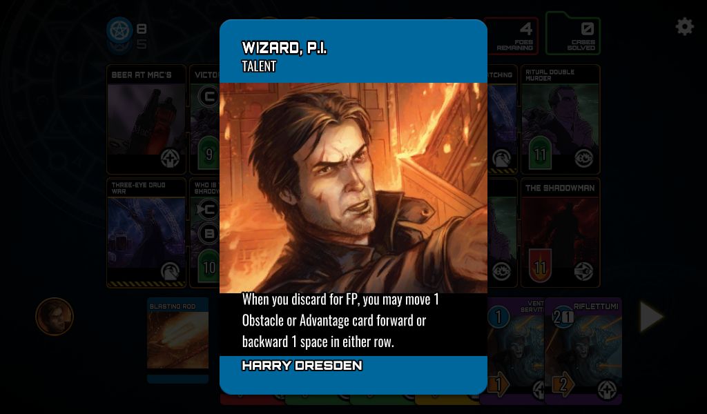 Screenshot of Dresden Files Co-op Card Game
