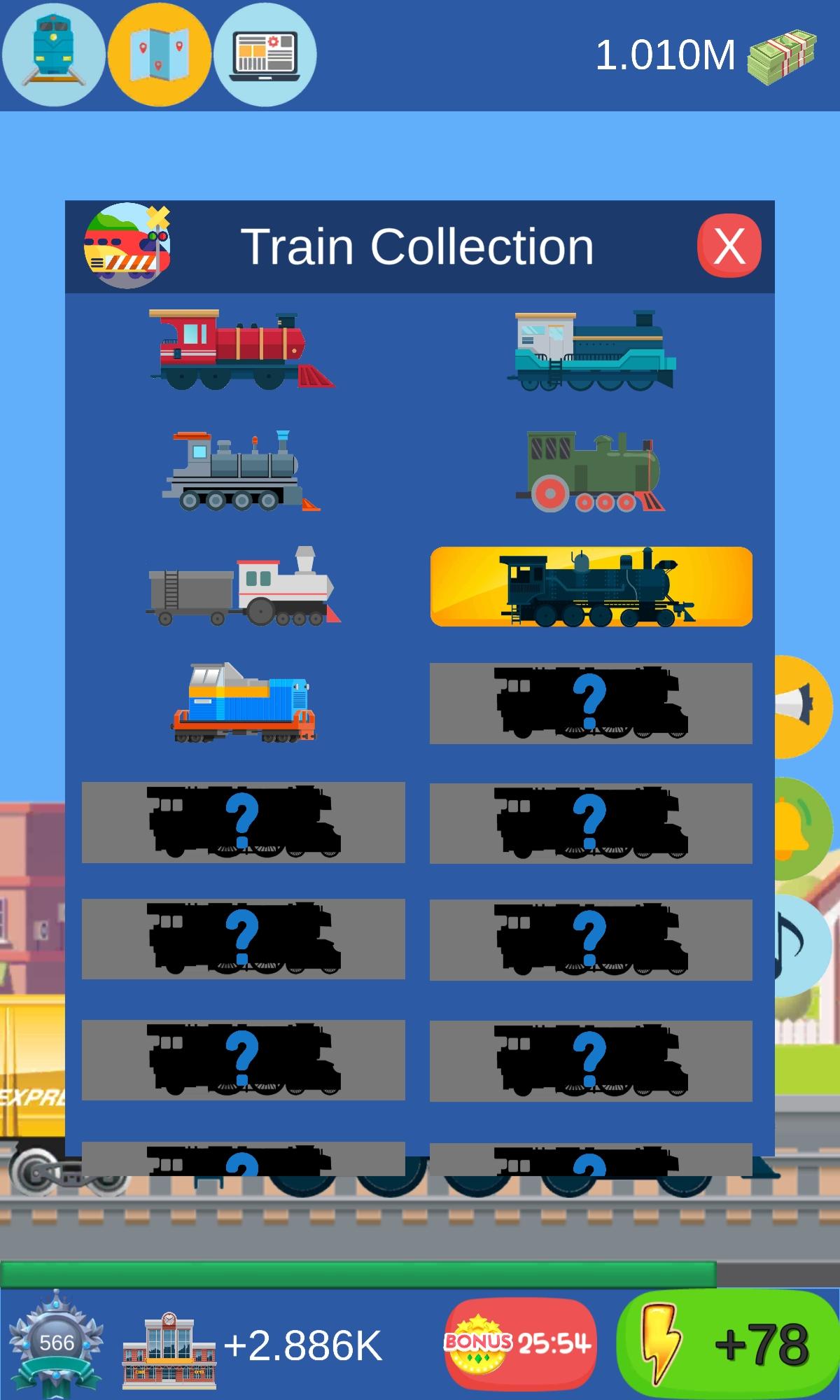 Idle Train Tycoon Game Screenshot