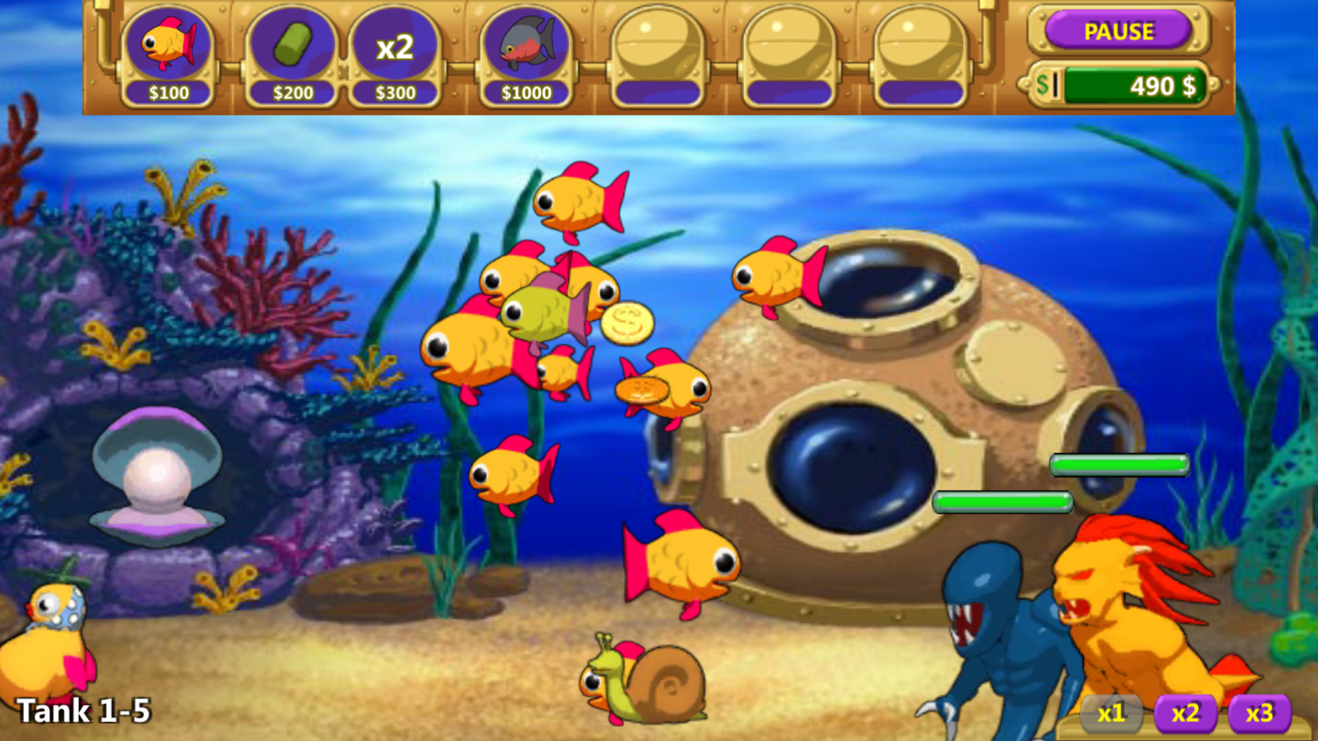 Insane Aquarium Deluxe - Feed Fishes! Fight Alien! Game Screenshot