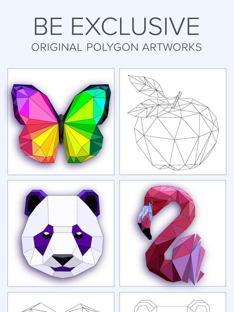 Screenshot of Poly art coloring pages - Color by number low poly
