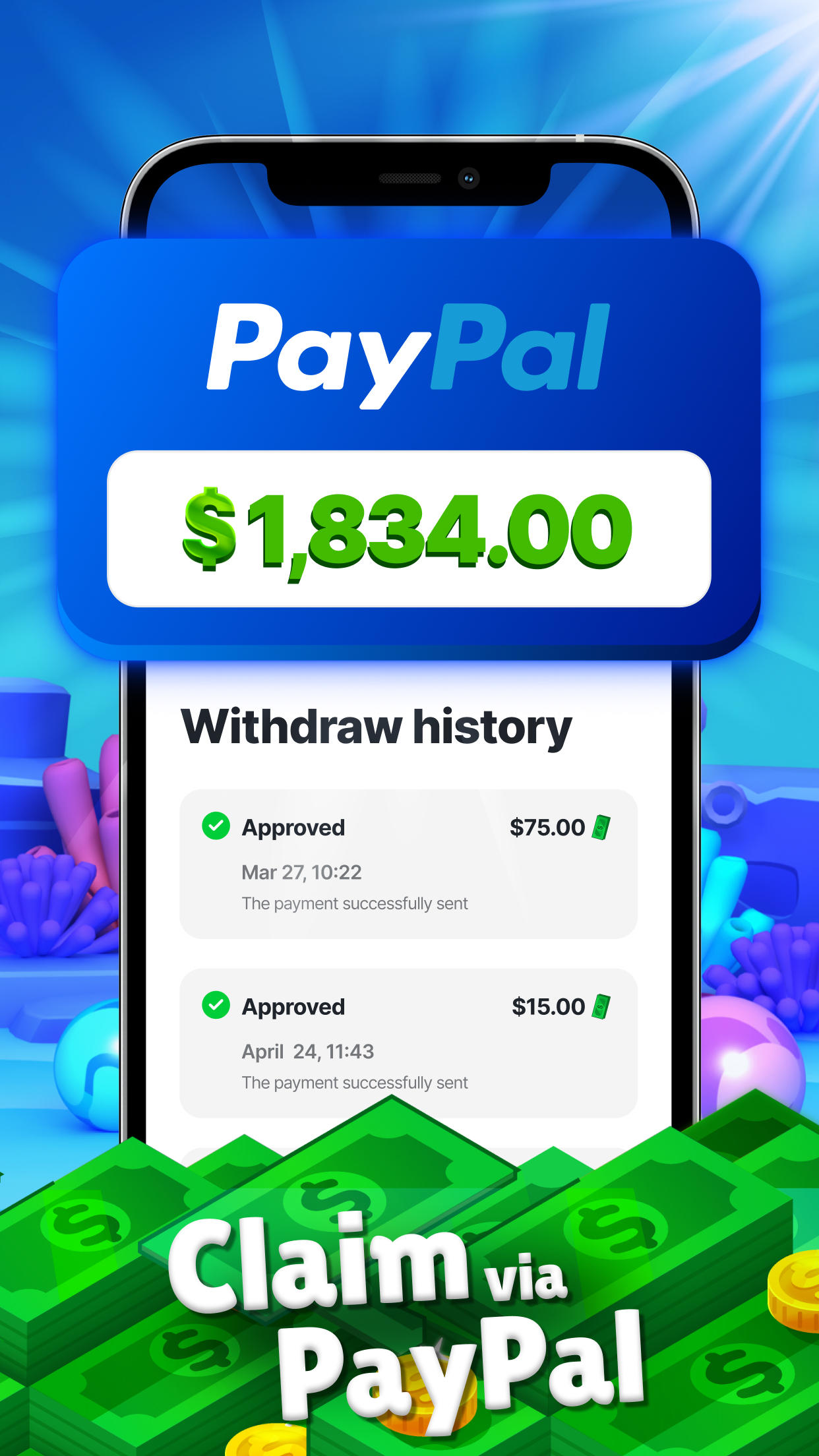 Bubble Bling: Win Real Money Game Screenshot