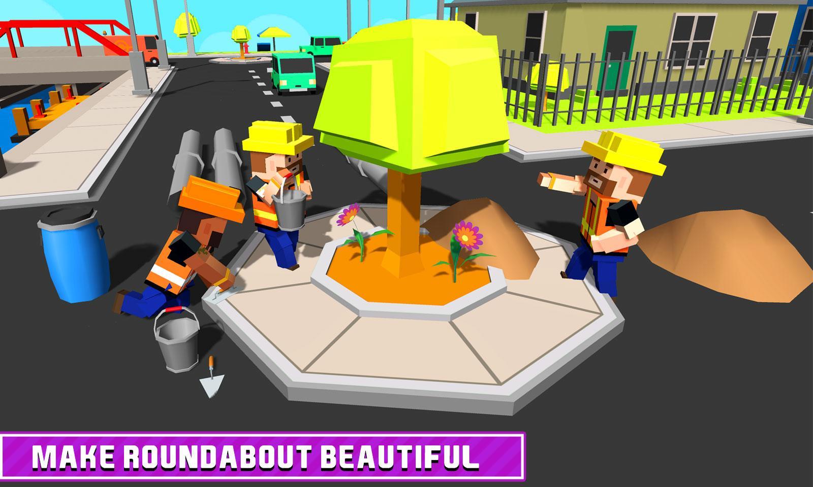 Blocky Highway Road Building Game Screenshot
