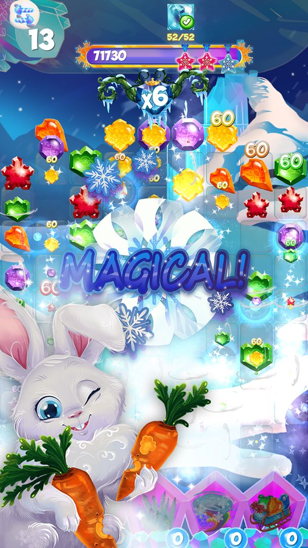 Bunny's Frozen Jewels: Match 3 screenshot game