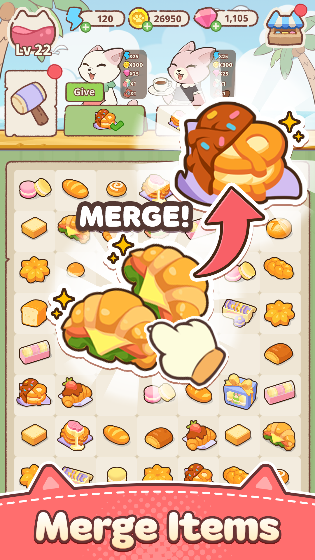 Merge Cat Town Game Screenshot