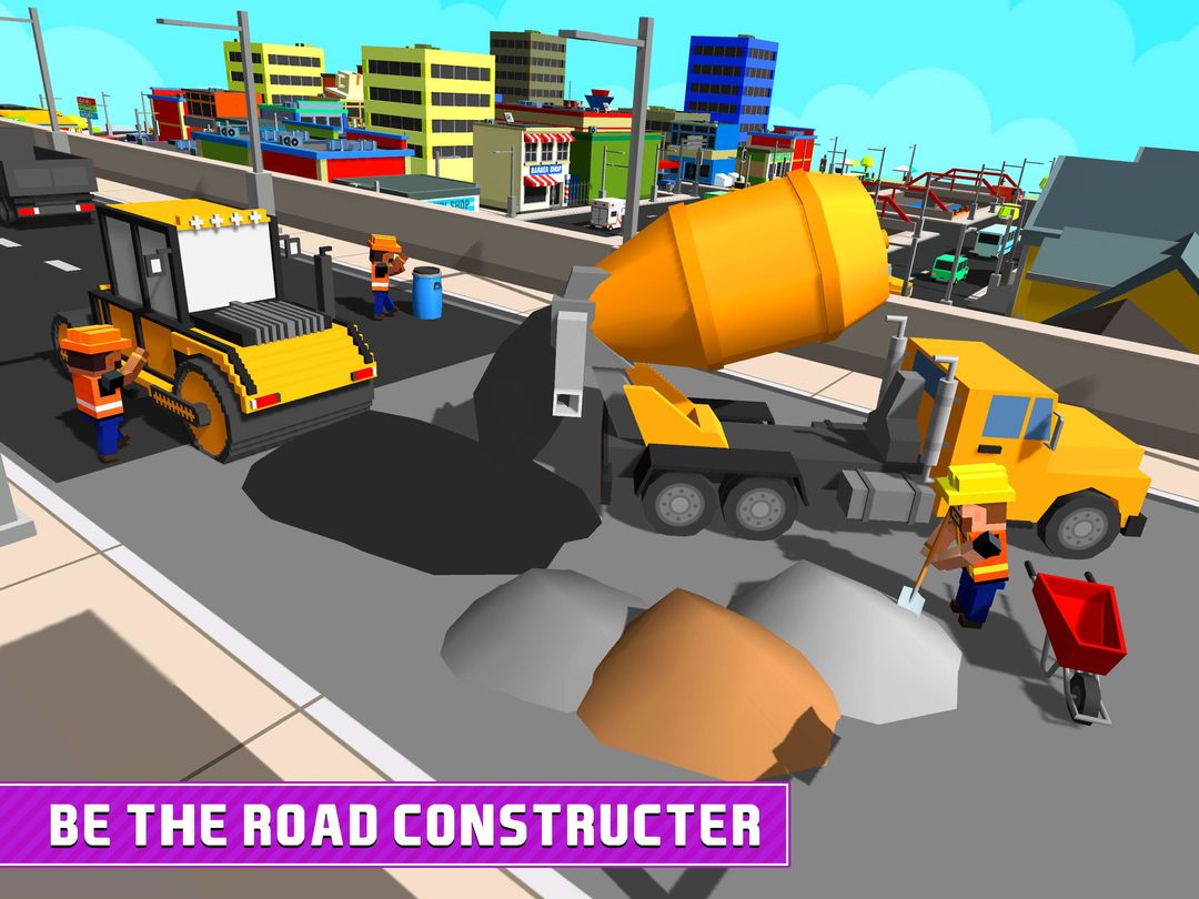 Blocky 고속도로 도로 빌딩 게임 스크린 샷