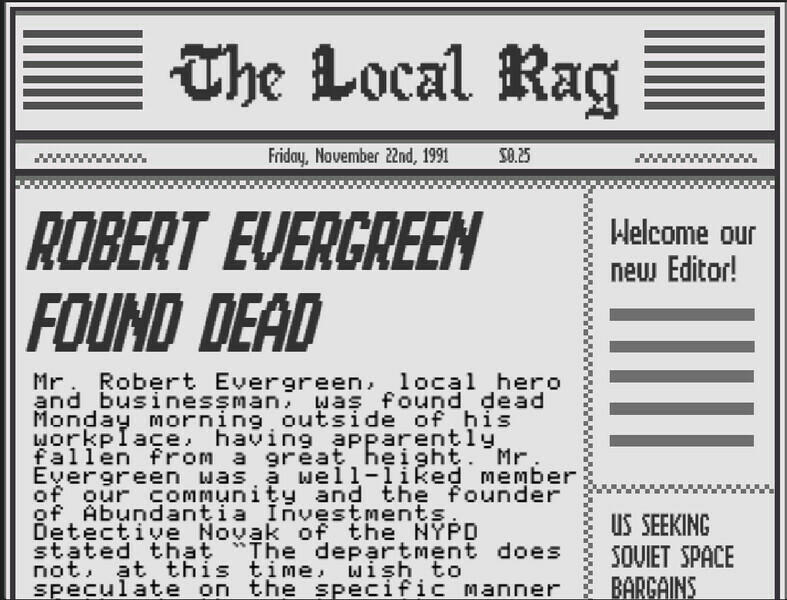 Screenshot of Report on the Death of Robert Evergreen
