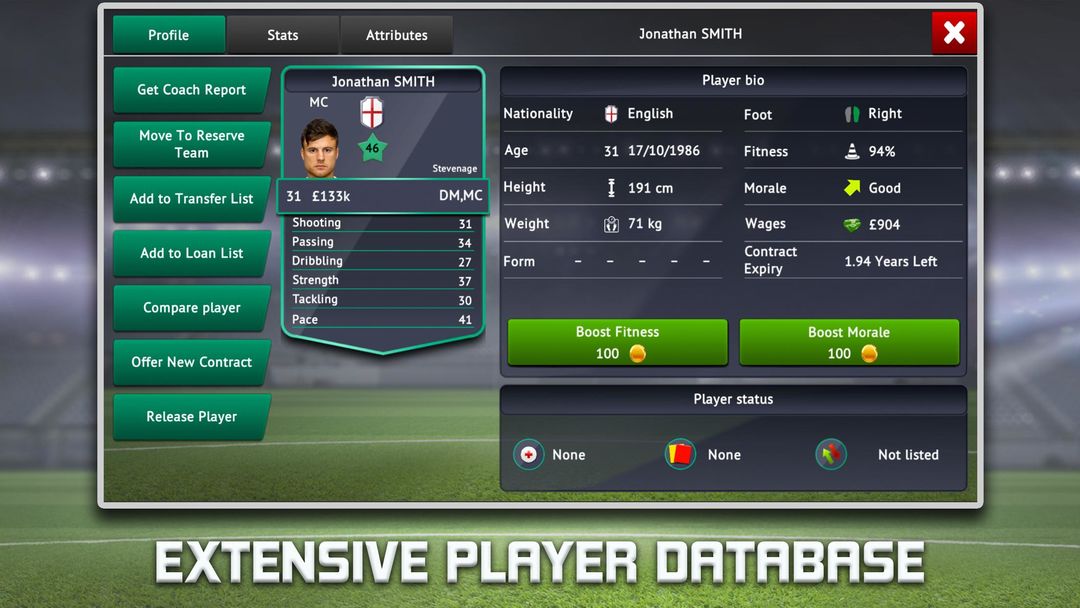 Screenshot of Soccer Manager 2019