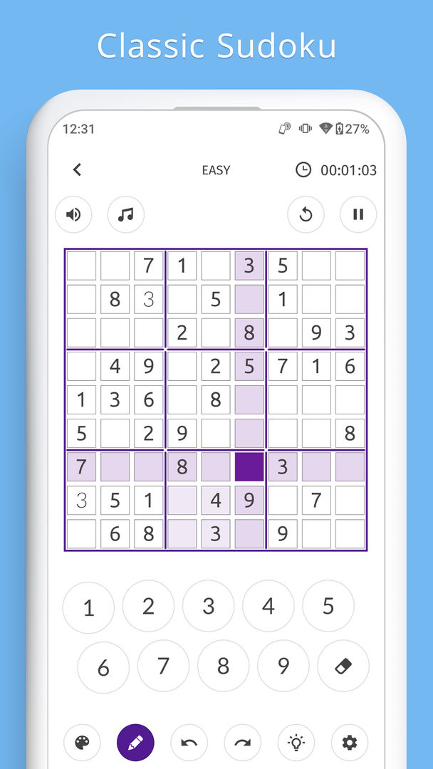 Screenshot of Sudoku Awesome - Free Sudoku Puzzle Game
