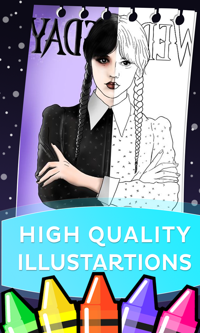 Wednesday Addams Coloring Game Game Screenshot