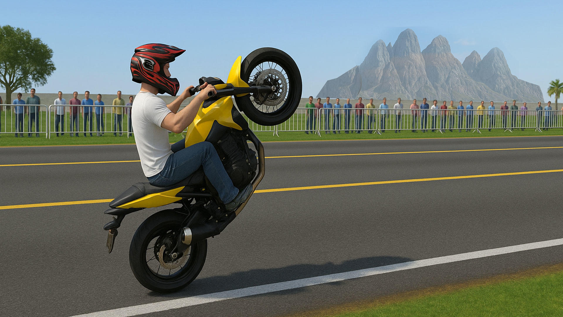 Captura de Tela do Jogo Wheelie Moto Stunt Racing Game