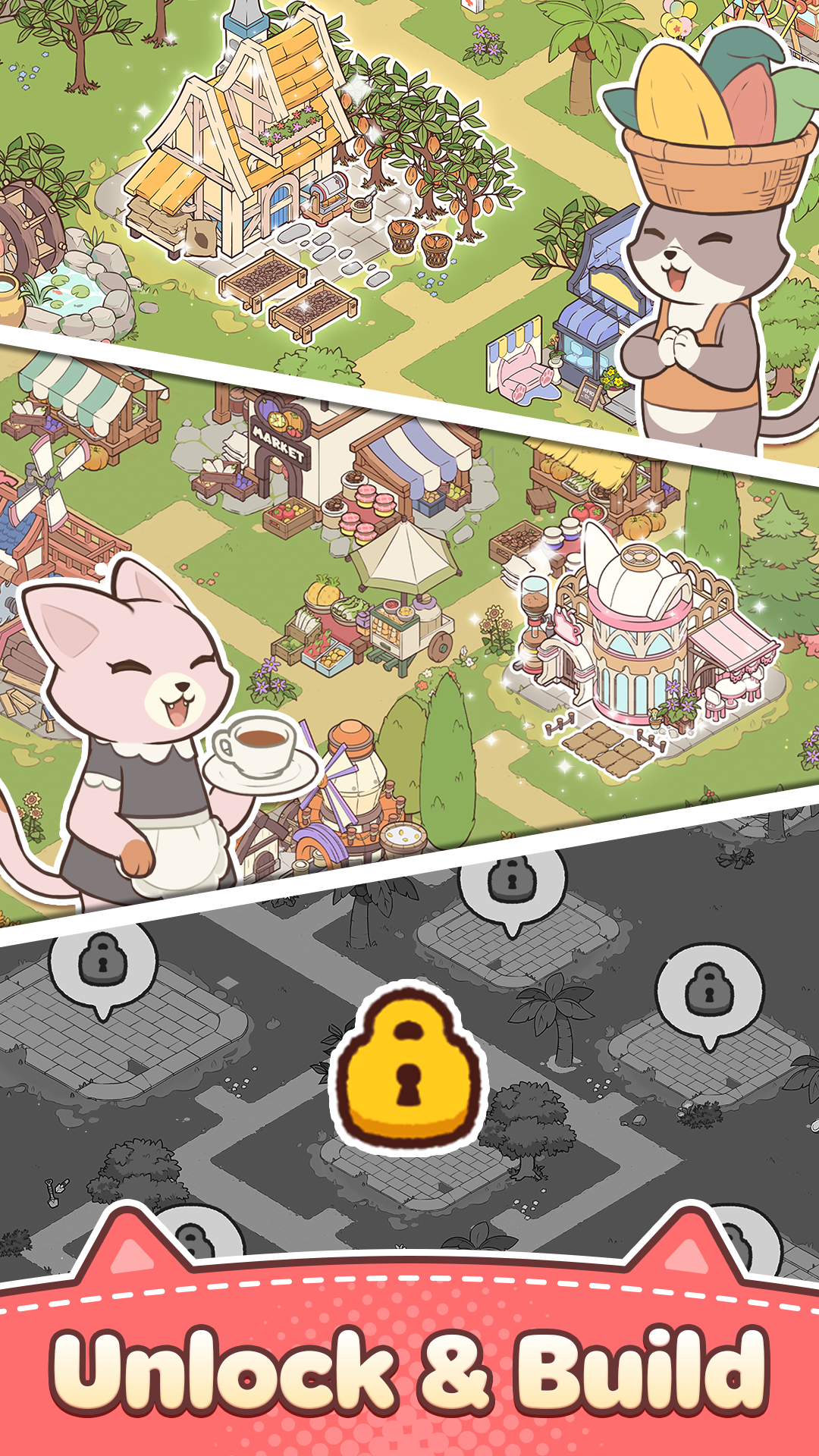 Merge Cat Town Game Screenshot