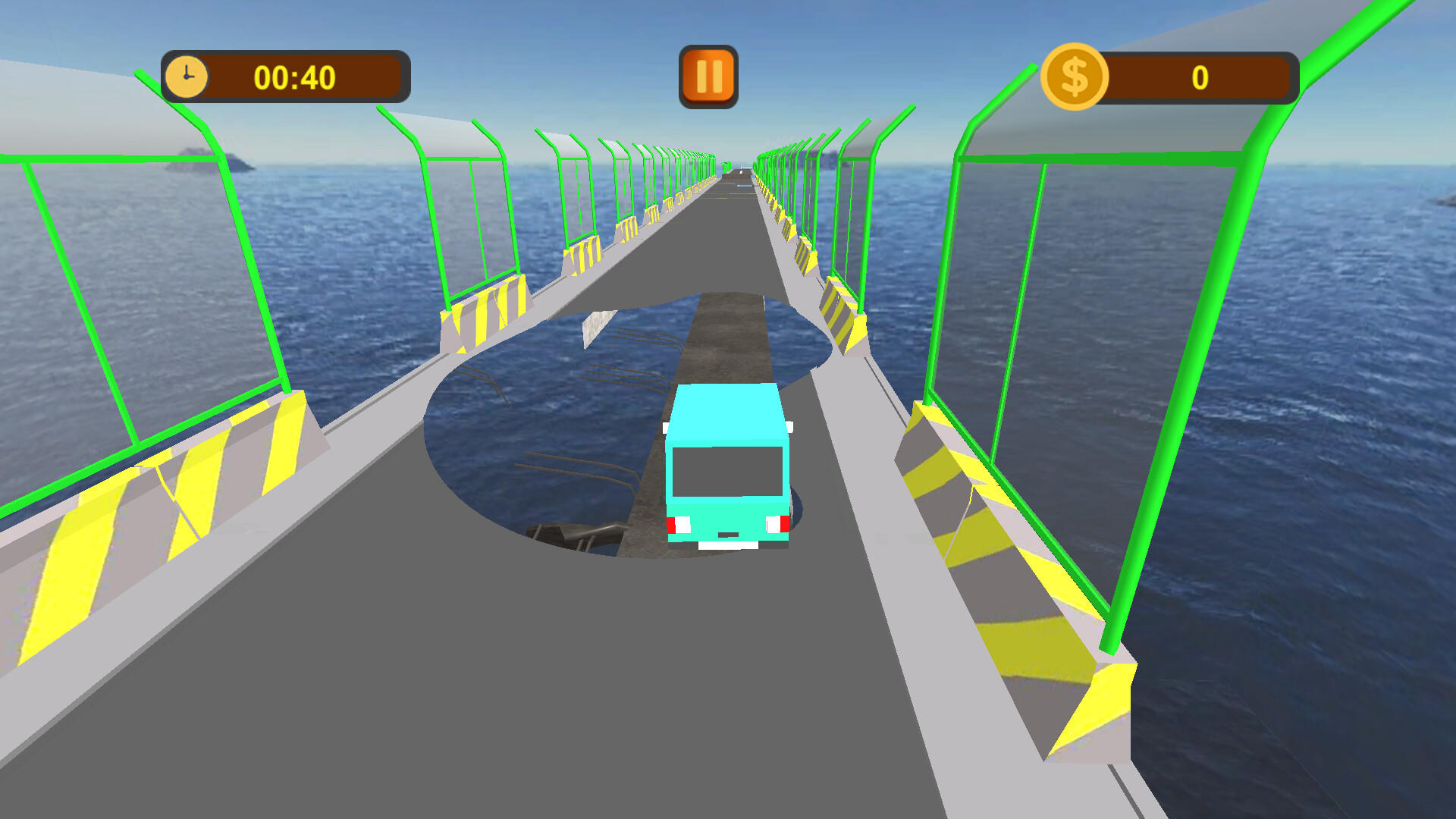 Screenshot of Crossing Damaged Bridge