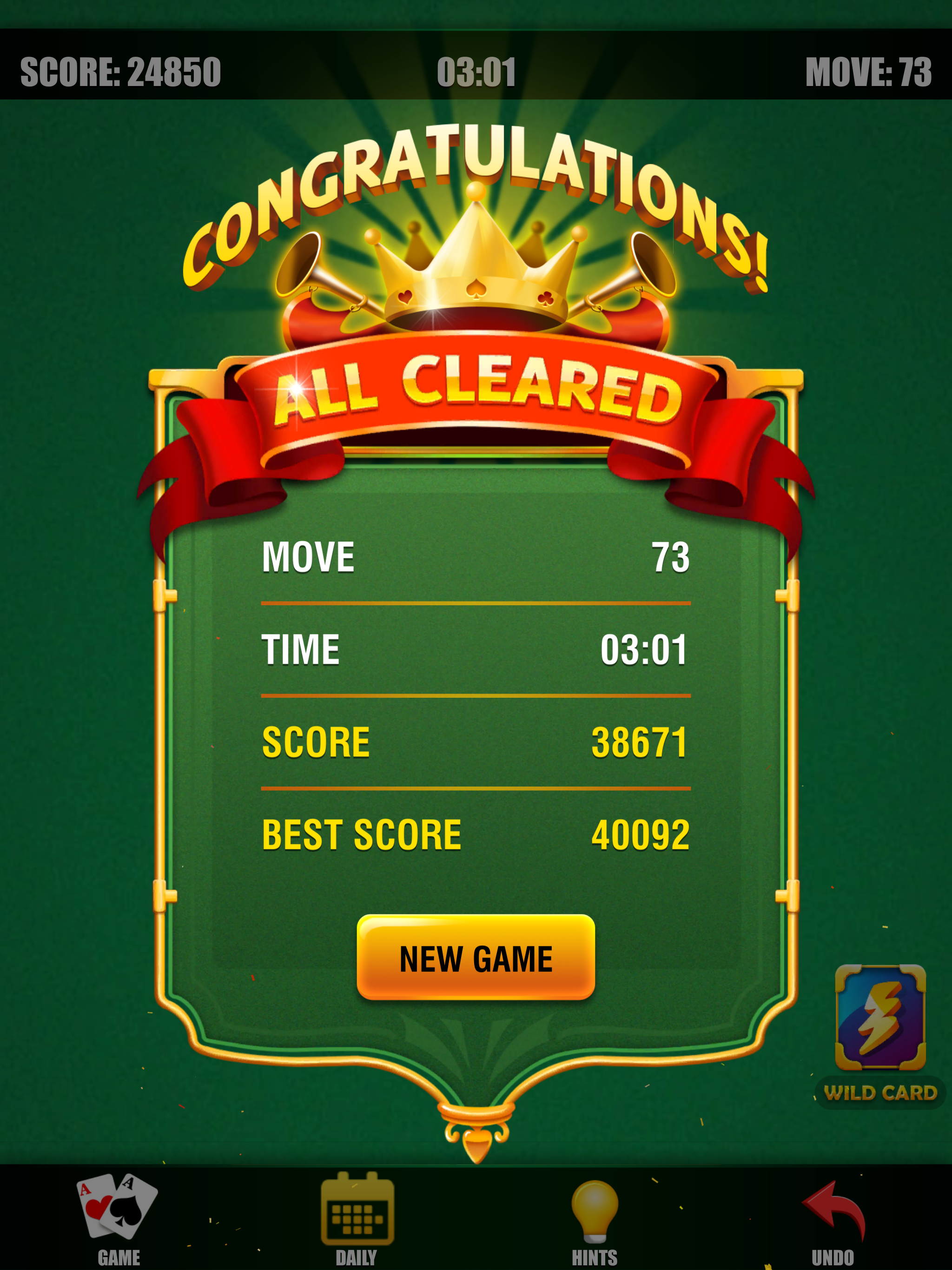 Screenshot of Pyramid Solitaire Daily Cards