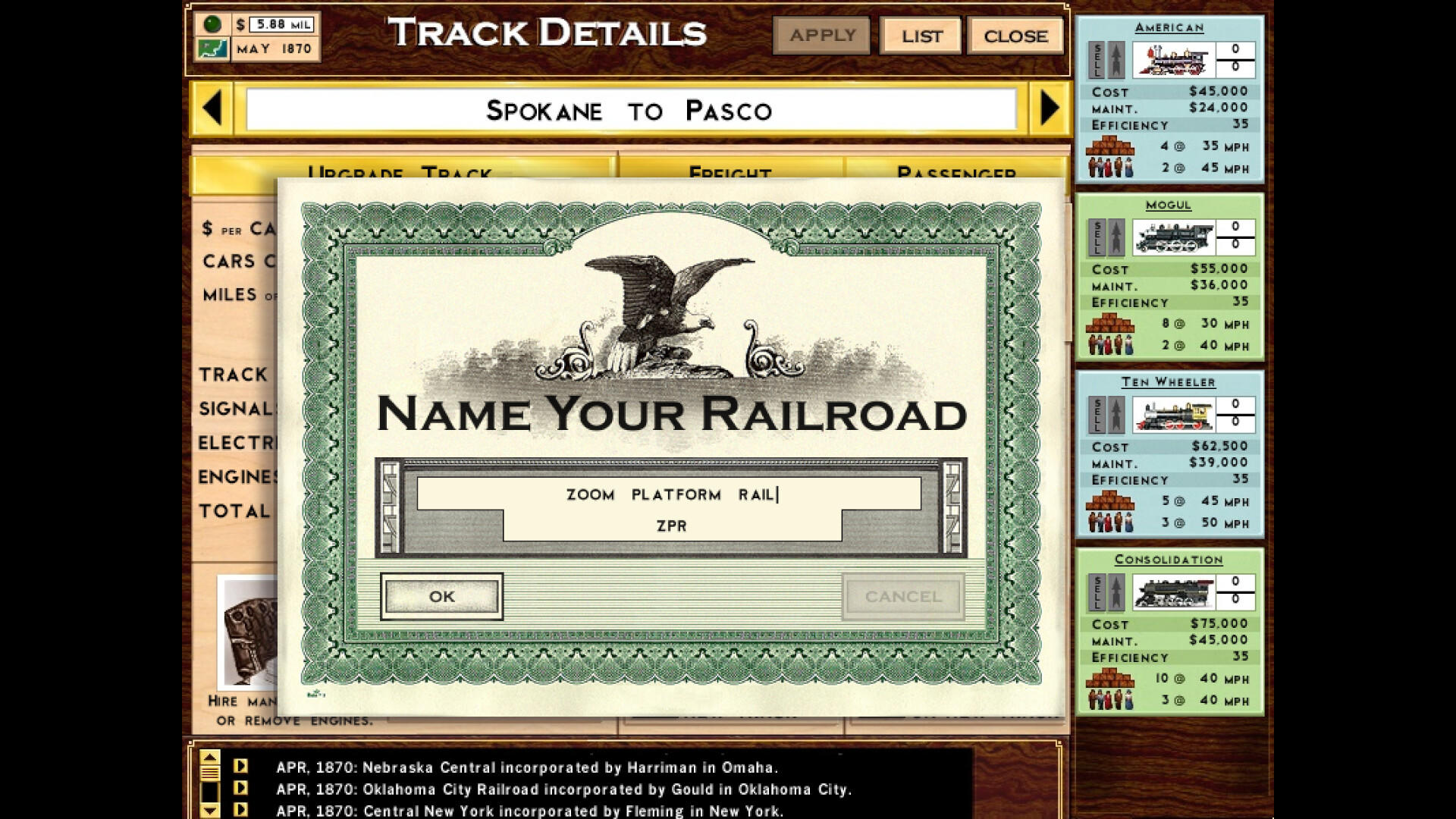 Rails Across America ภาพหน้าจอเกม