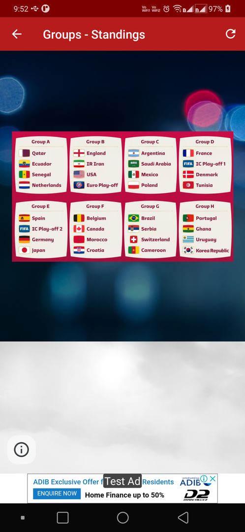 Screenshot of Football World Cup 2022 Scores