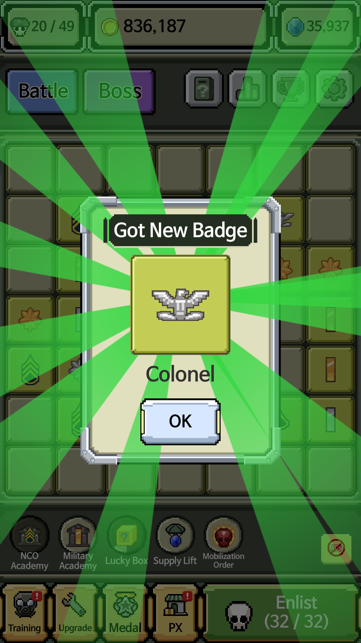 Raising Rank Insignia Game Screenshot