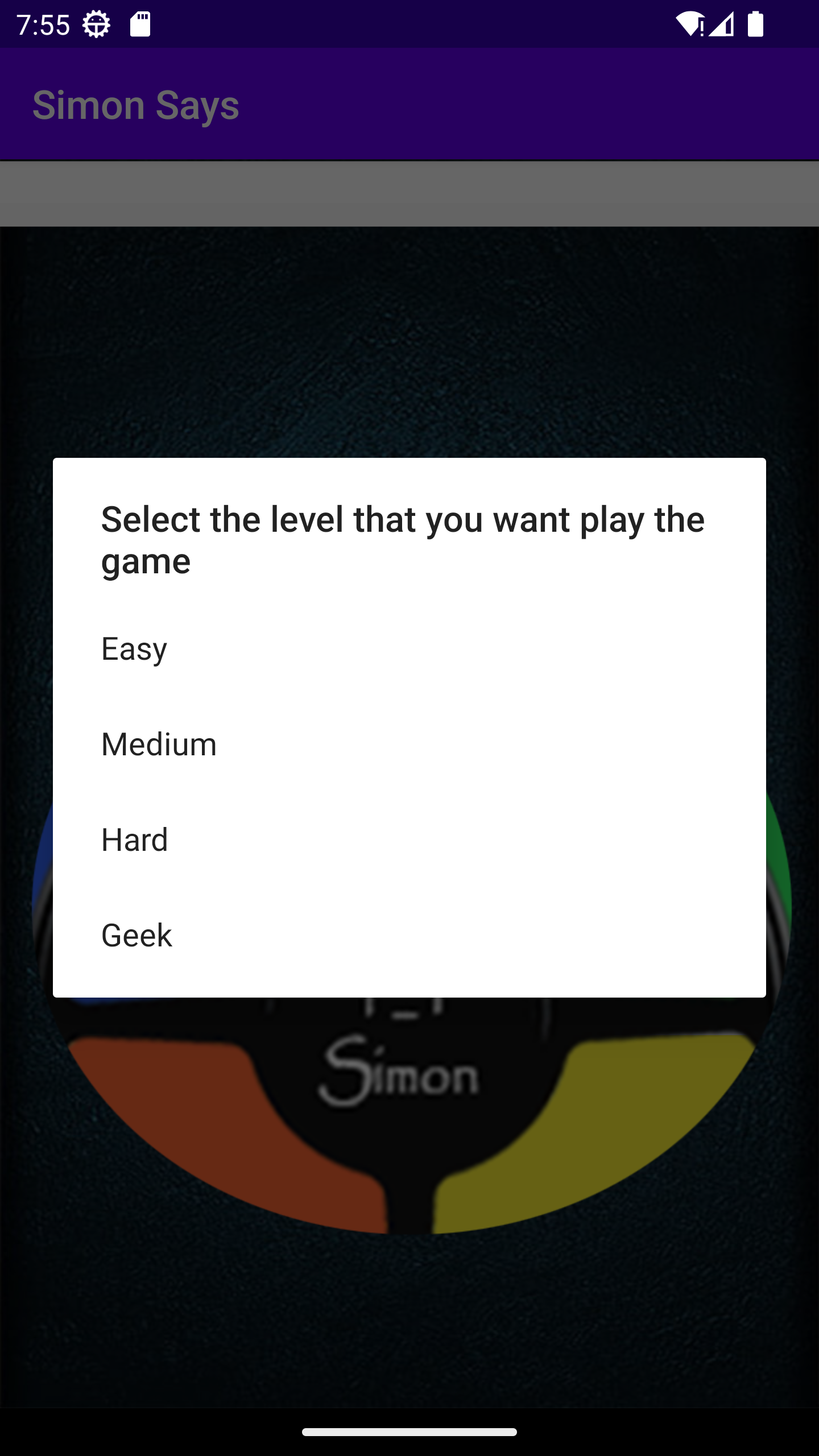 Simon Says screenshot game