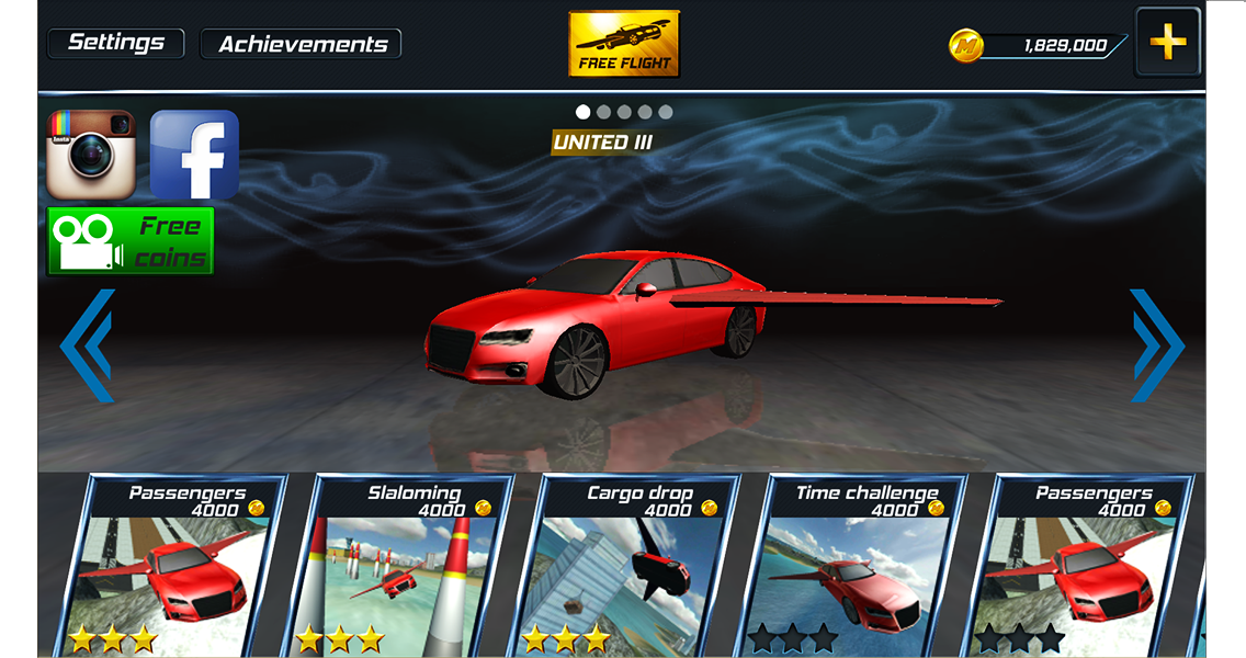 Captura de Tela do Jogo Flying Car Flight Simulator 3D