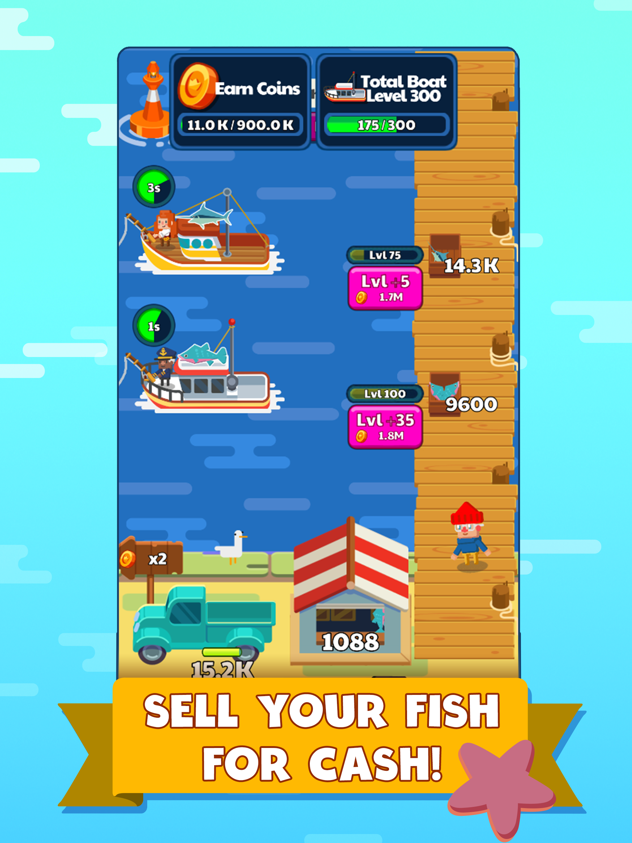 Idle Fishing Story ゲームのスクリーンショット