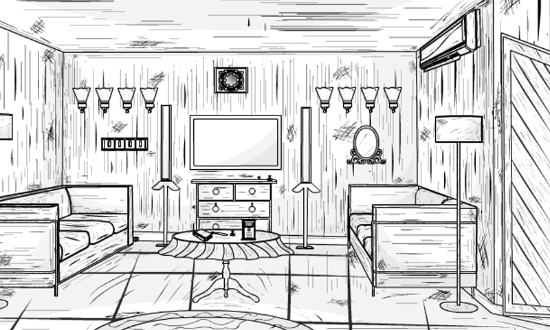 B and W House Escape Game Screenshot