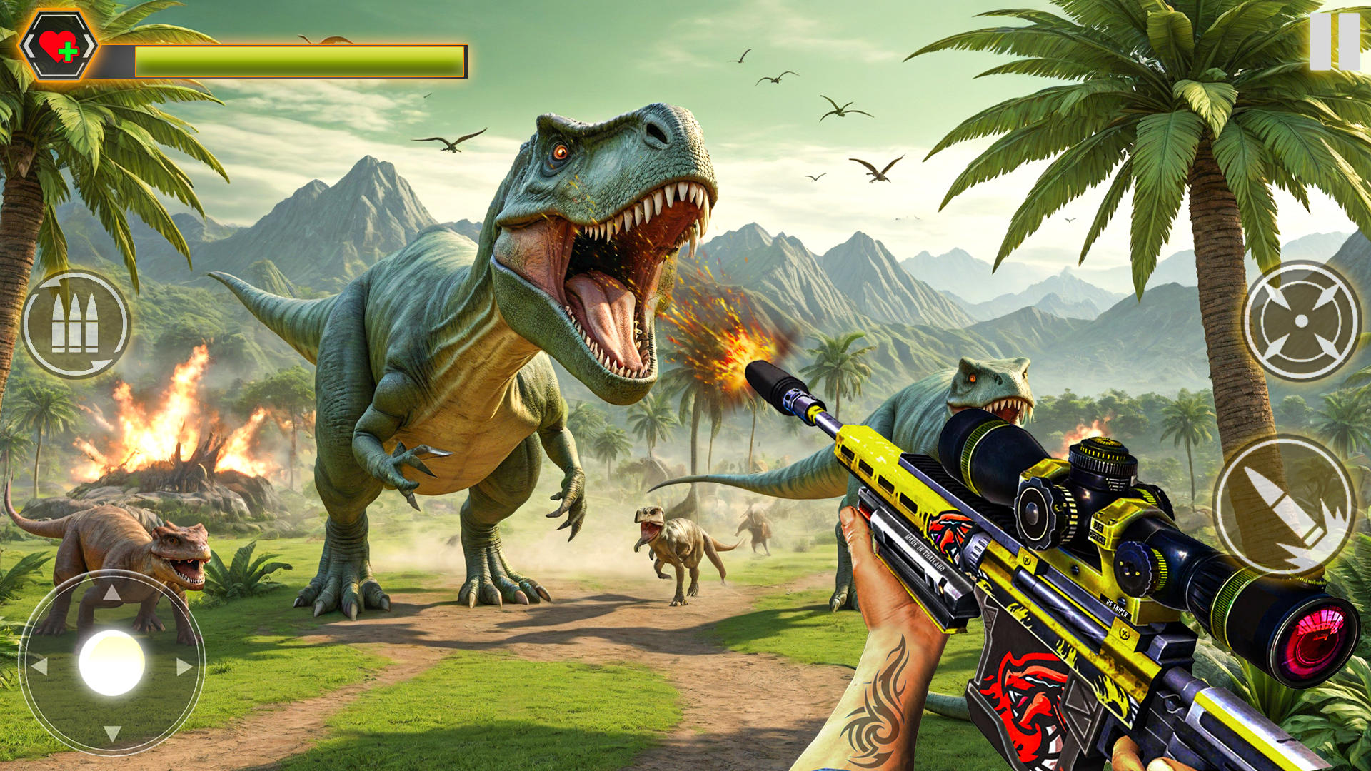 Captura de Tela do Jogo Dino Hunting Games: Dino Clash