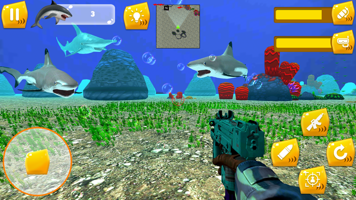 Jeu de chasse au requin sauvage et au poisson version mobile