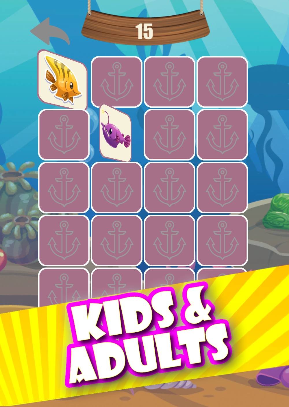 Memory game - Ocean fish Game Screenshot