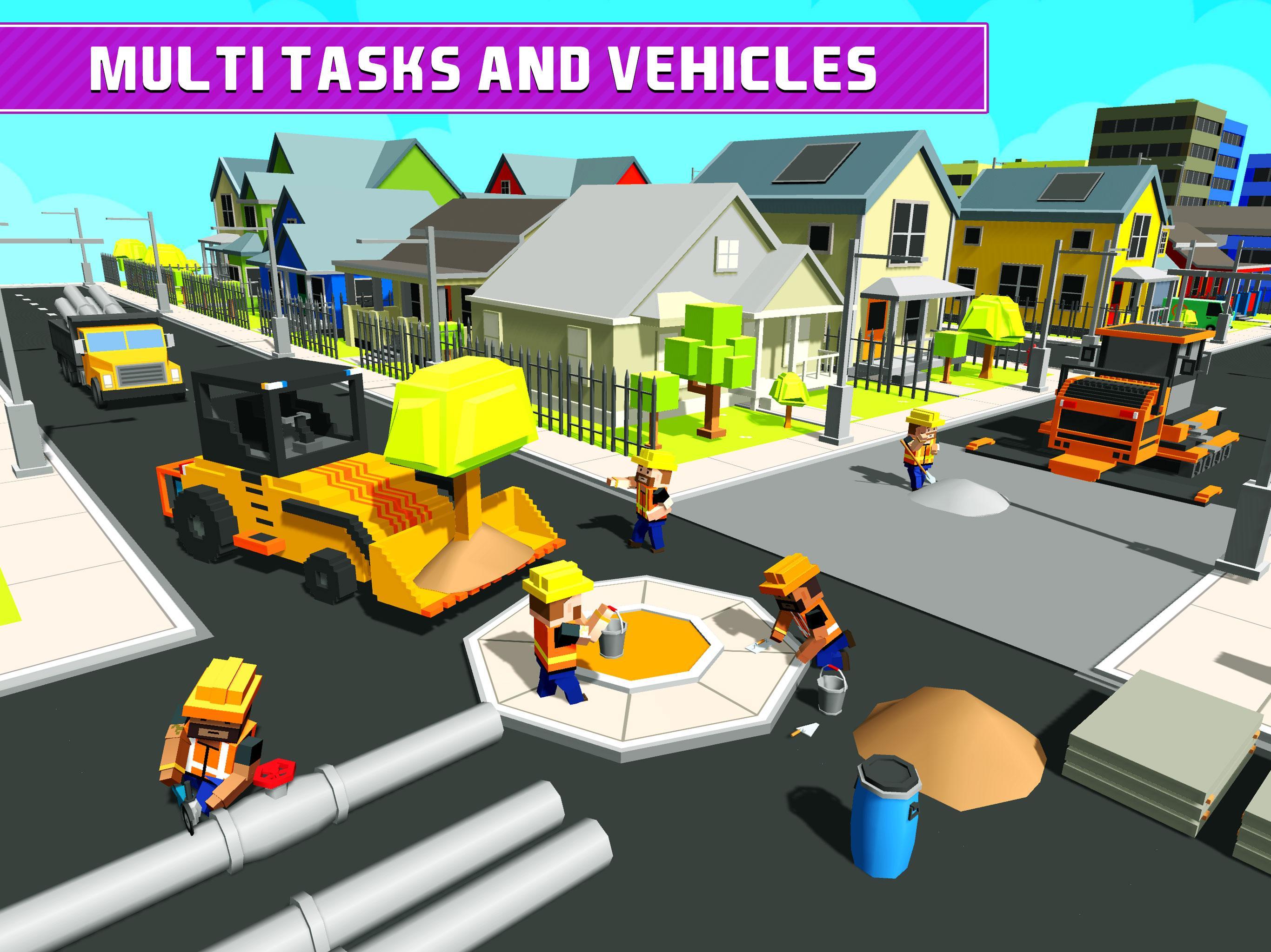Blocky Highway Road Building Game Screenshot
