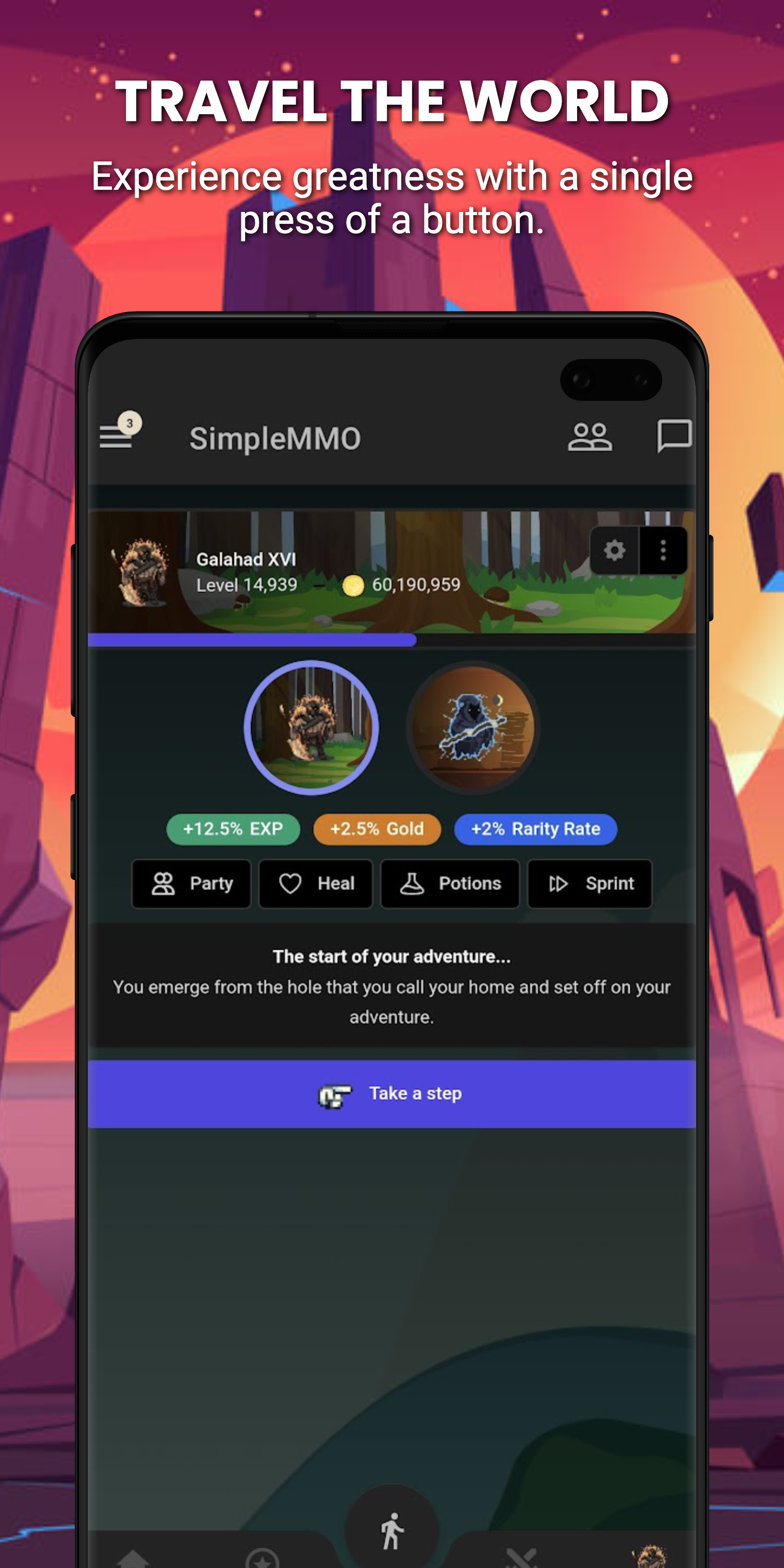 Screenshot 1 of SimpleMMO (एमएमओआरपीजी - पीवीपी - आरपीजी) 12.04-APP