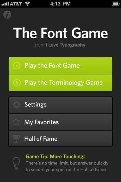 Screenshot of The Font Game
