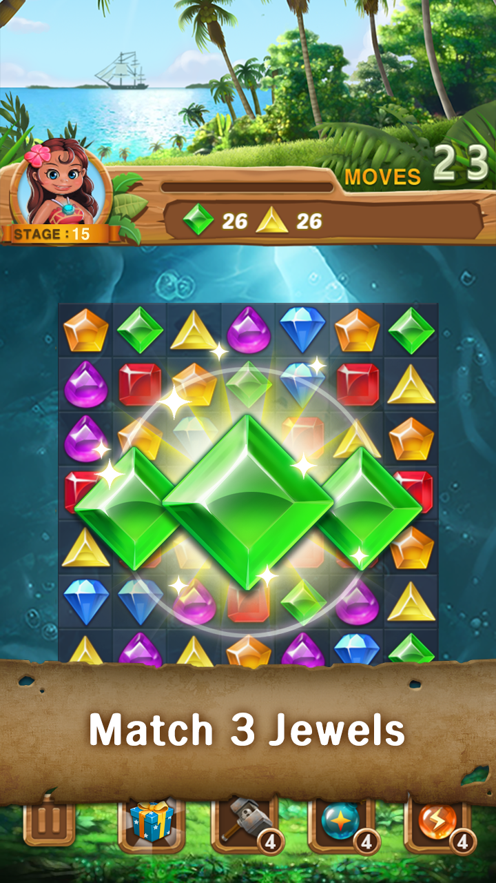 珍寶島：3件匹配益智遊戲 (Jewels Island) 遊戲截圖