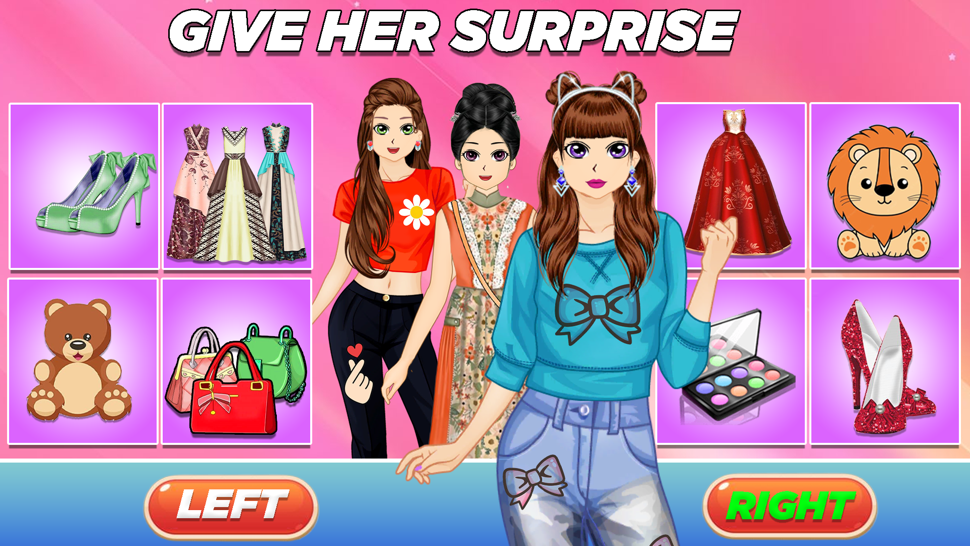 green emerald velvet dress Left or Right Magic Fashion Dress Up: Women Fashions Stylist Challenge  Anime Makeover Doll Dressup Game main image 0