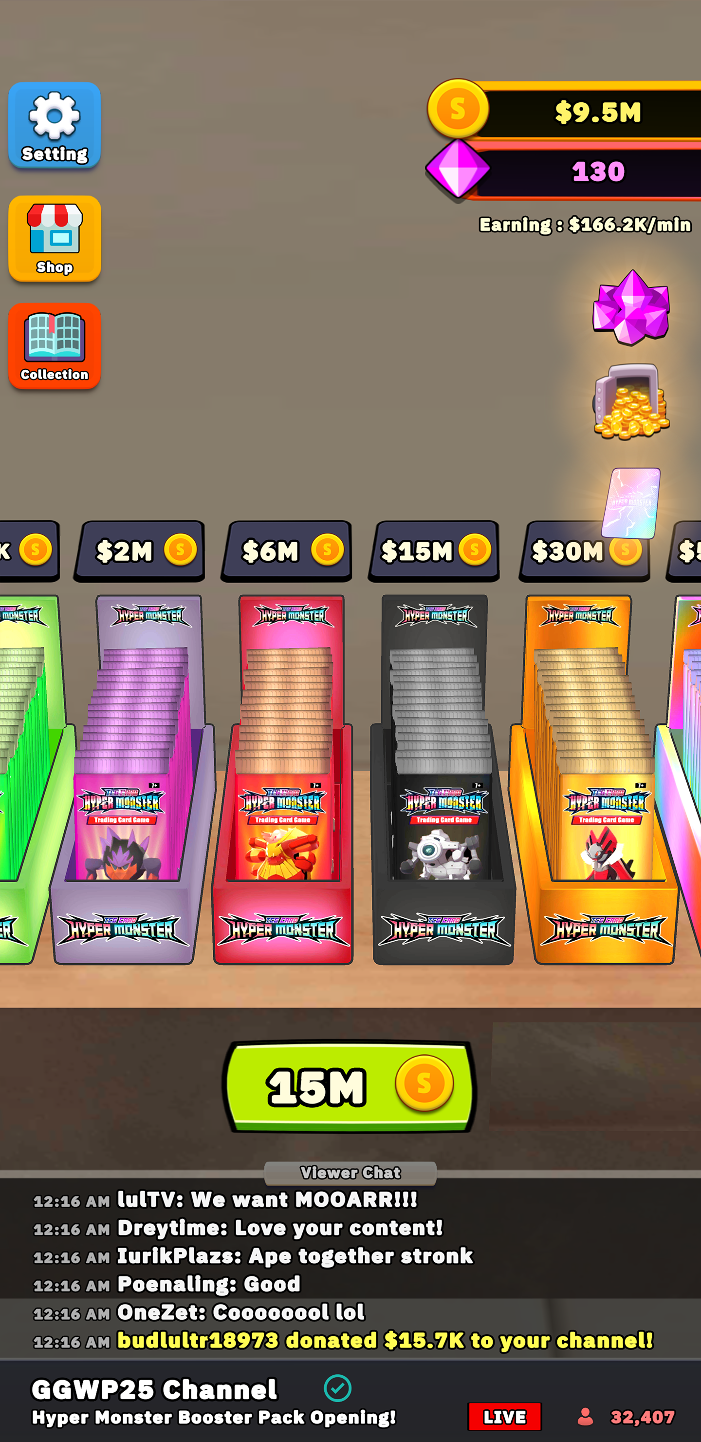 Screenshot of TCG Hyper Card Idle Streamer