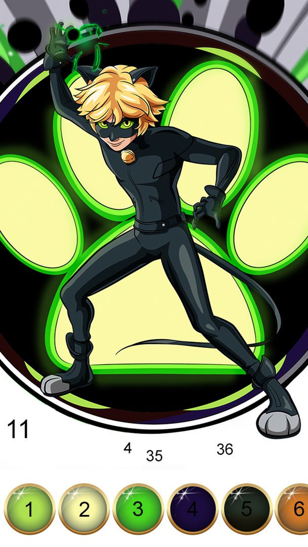 Miraculous Ladybug & Cat Noir. Color by number screenshot game