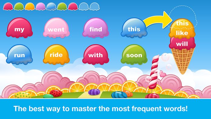 Sight Words Games in Candy Land - Reading for kids ภาพหน้าจอเกม