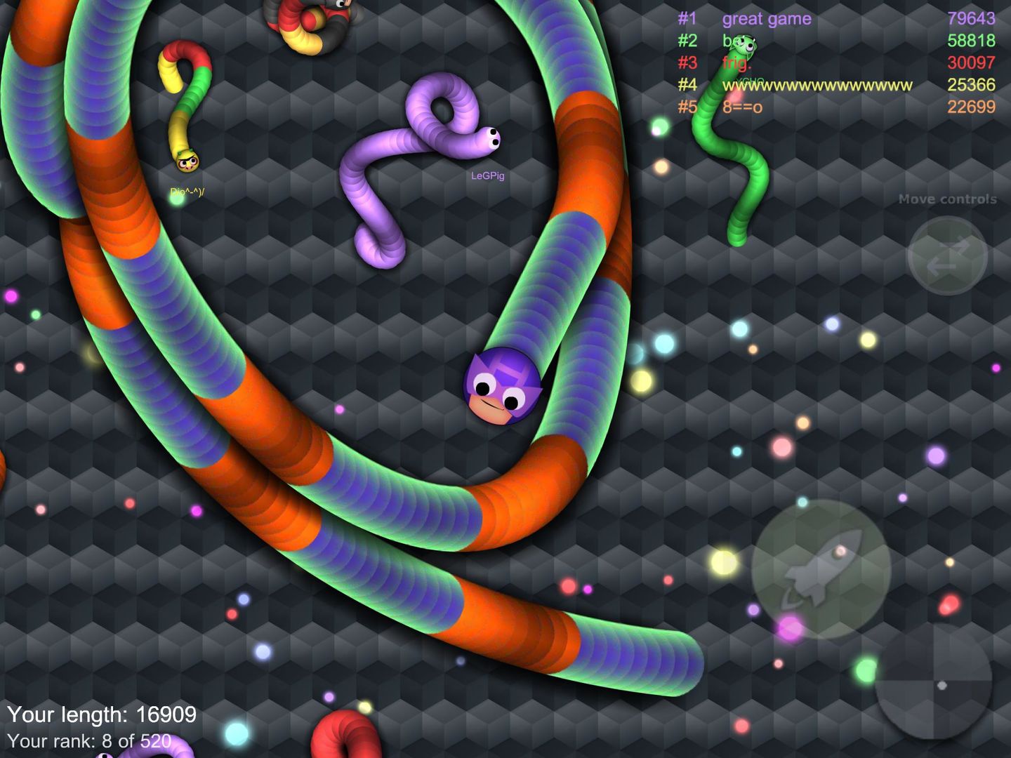 Screenshot of Slither worm vs Venom snake