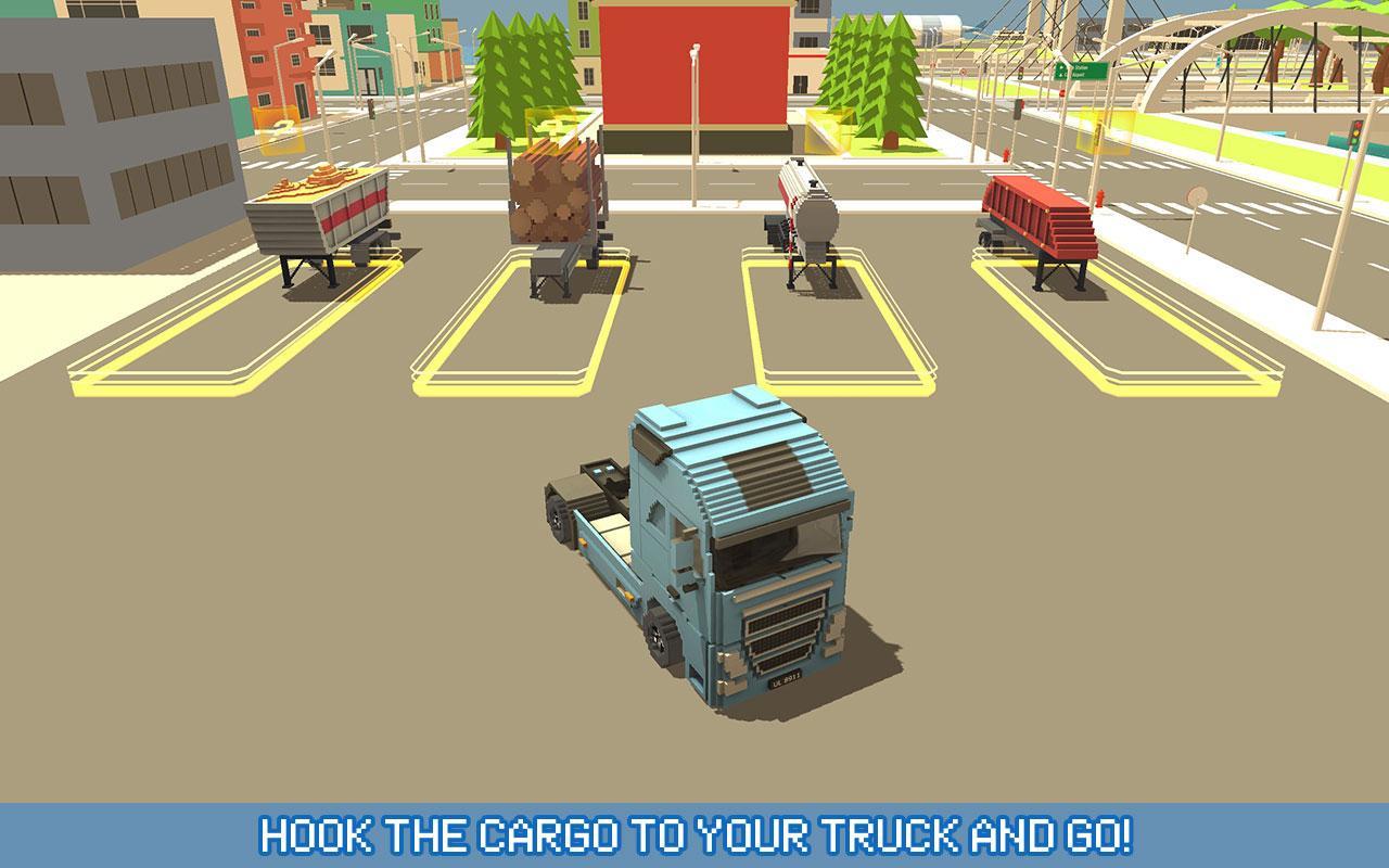 Blocky Truck Urban Transport Game Screenshot
