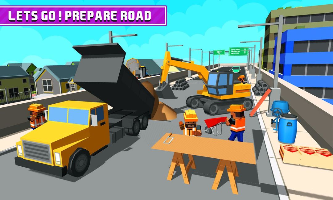 Blocky Highway Road Building screenshot game