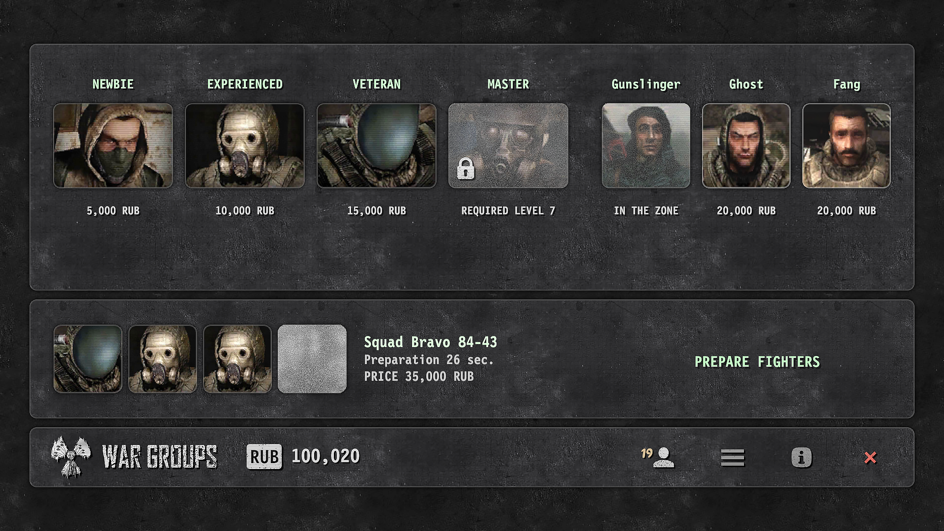 Screenshot of War Groups