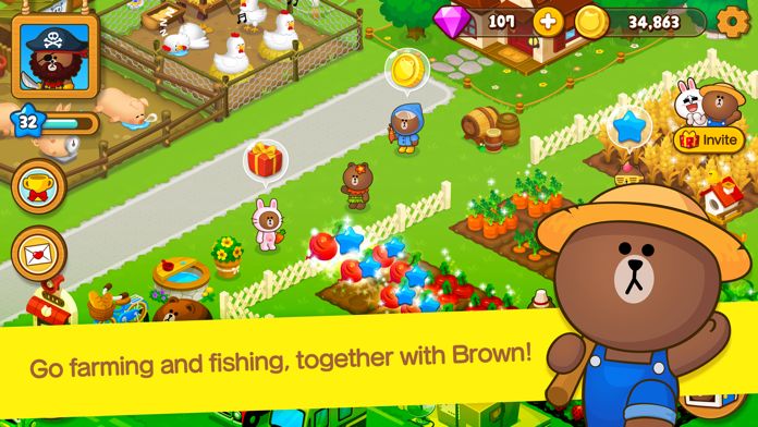 LINE BROWN FARM 게임 스크린 샷