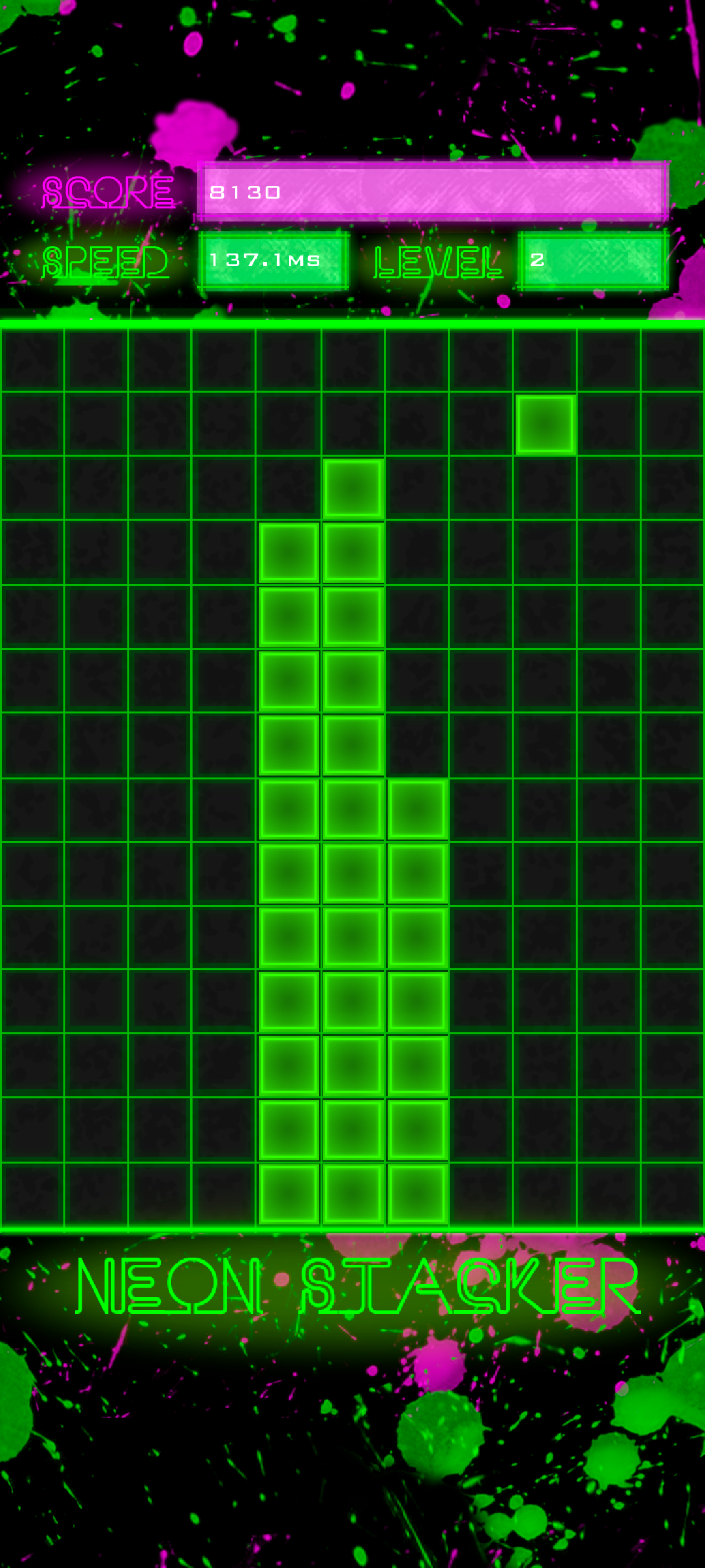 Neon Stacker Game Screenshot