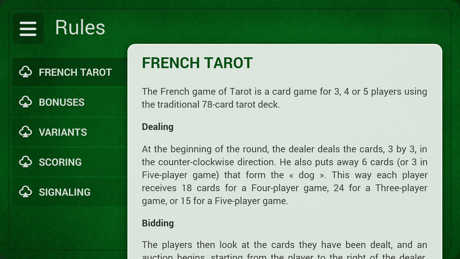 French Tarot + ゲームのスクリーンショット
