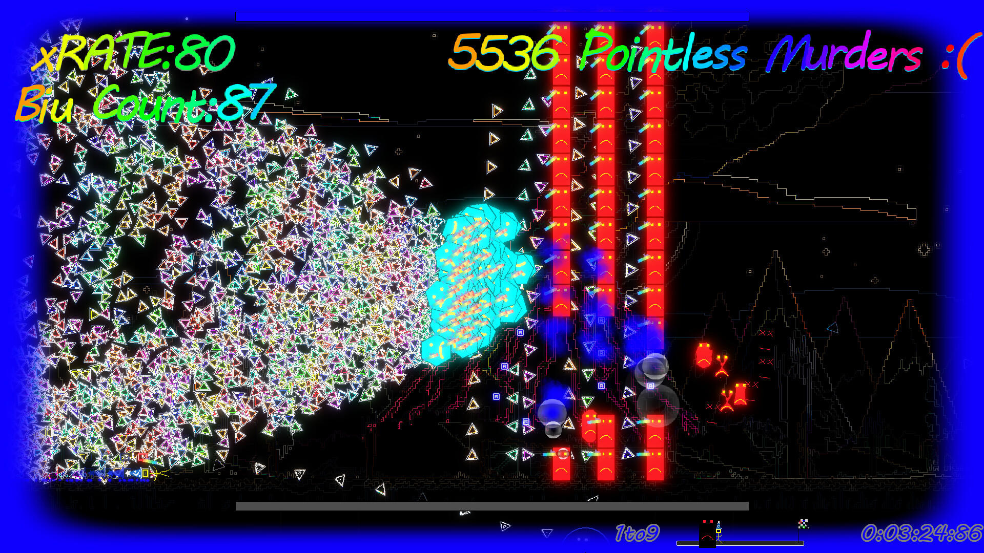 Screenshot of A2C:Ayry seems to be playtesting a 2D runner shooter from Cci