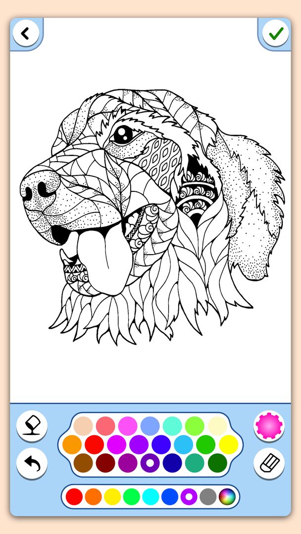 Screenshot of Animal coloring mandala pages
