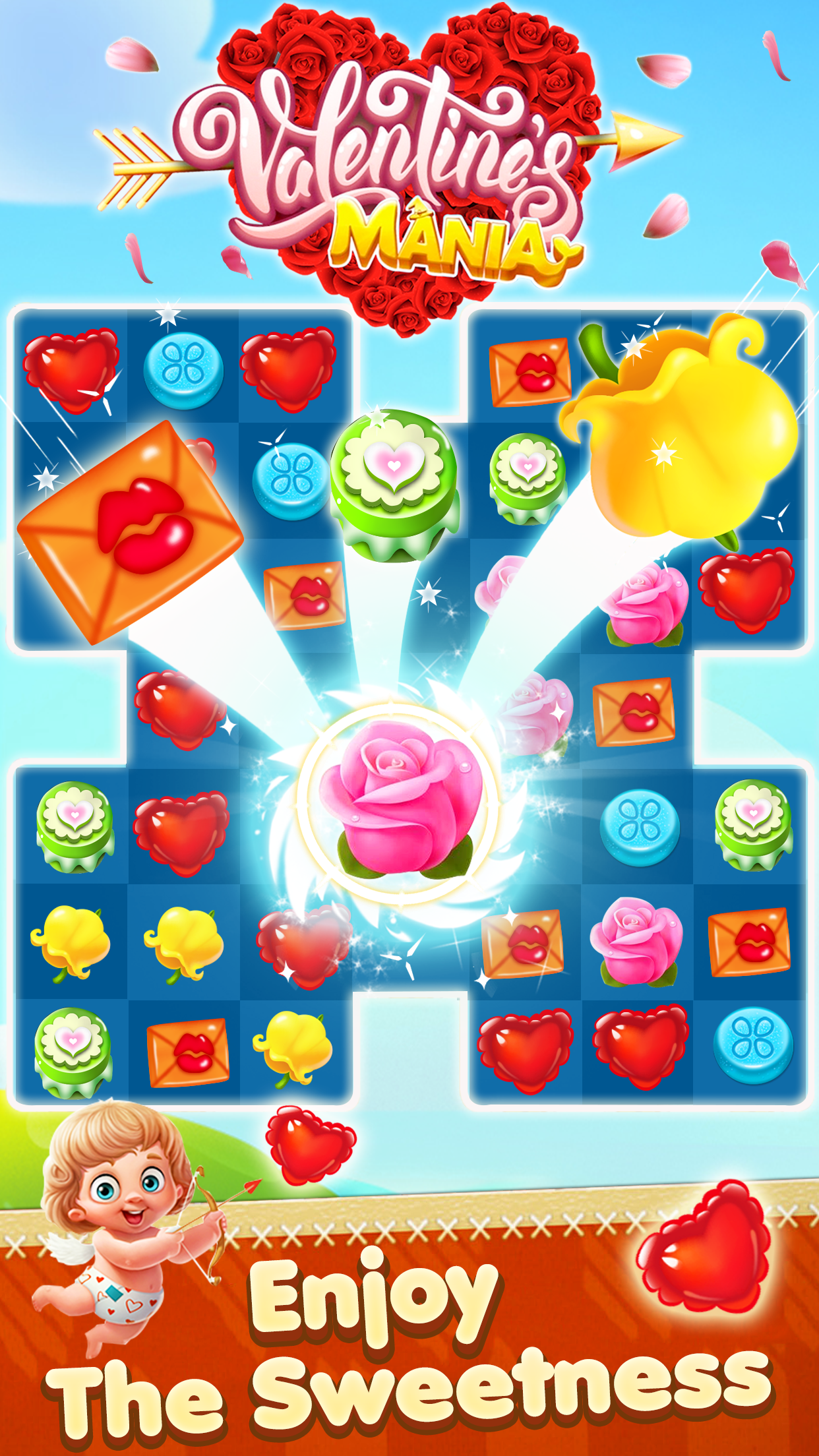 Captura de Tela do Jogo Valentine Mania - Match 3 Puzzle