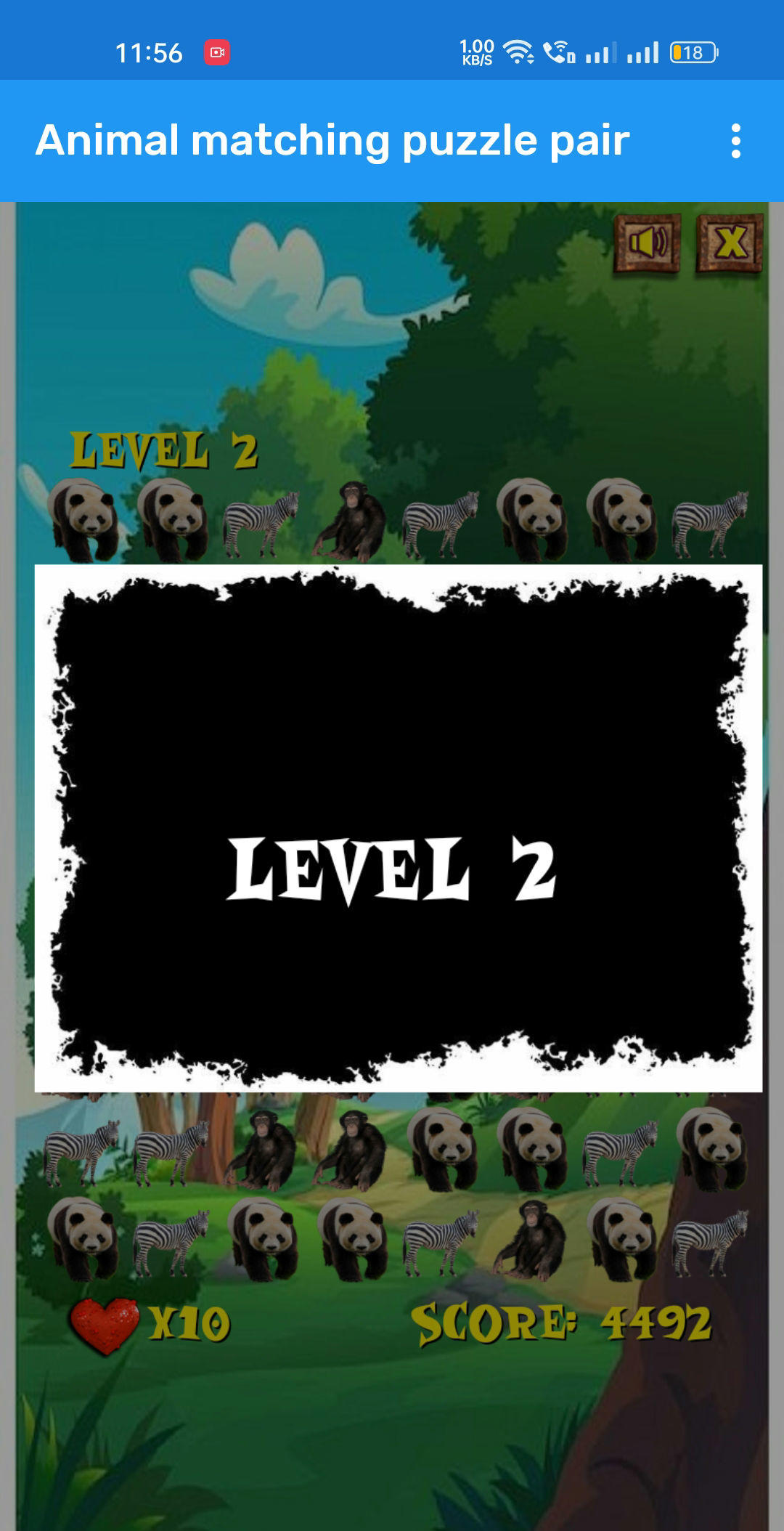 Screenshot of Animal matching puzzle pair