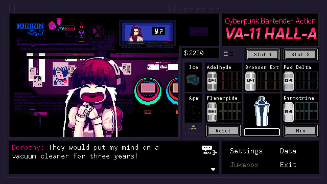 Screenshot of VA-11 Hall-A: Cyberpunk Bartender Action
