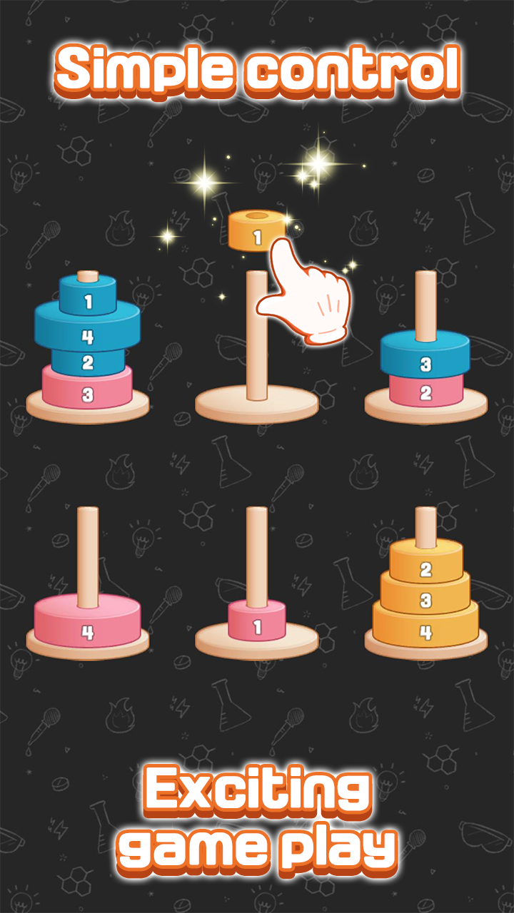 Скриншот игры Tower of Hanoi Sort
