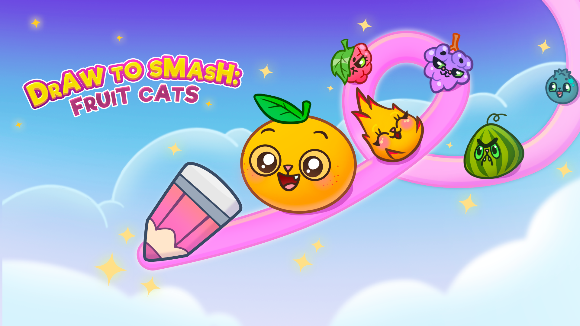 Draw To Smash: Fruit Cats Game Screenshot